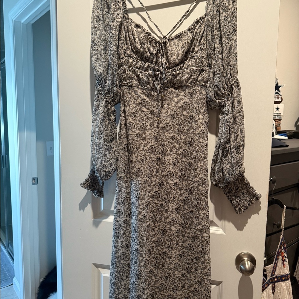 Free People Black and White Floral Long Sleeve Dress - Picture 2 of 4